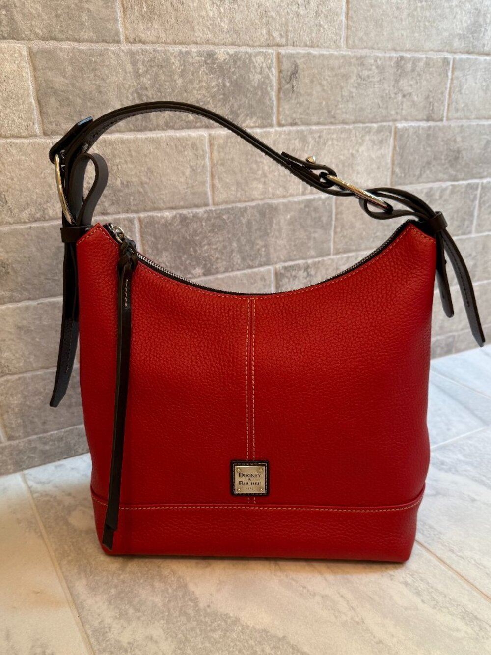 Dooney & Bourke Red Pebbled Leather Gracie Shoulder Bag